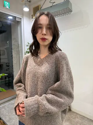 ミディアム パーマ/透明感カラー /ボブ/吉田一生のヘアスタイル