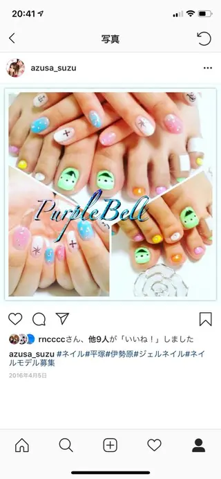 ショート カラー キッズ ネイル 💎ビューティサロン 湘南　RIRAN💎のネイルデザイン