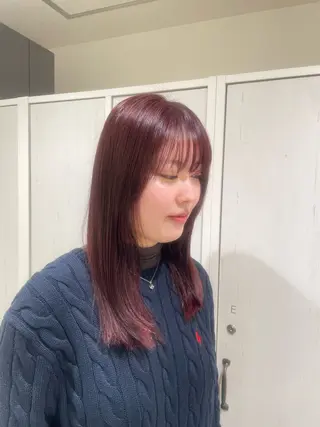 ミディアム momo/メイク/ ハイトーン/アレンジのヘアスタイル