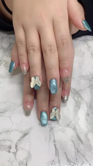 ネイル はな💎ネイル ワンホン、長さ出しのネイルデザイン