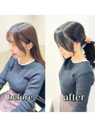 ミディアム カラー 髪質改善水素TR× レイヤーカット/熊澤のヘアスタイル