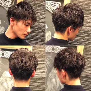 ミディアム パーマ ヘアアレンジ メンズ 萩原 勇樹のヘアスタイル