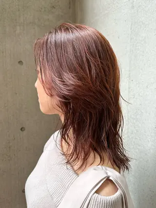 ミディアム カラー パーマ 似合わせカット /パーマ岡本淳平のヘアスタイル