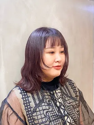 ミディアム カラー パーマ ヘアアレンジ ハル🌸柔色/ ブリーチなし/艶髪のヘアスタイル