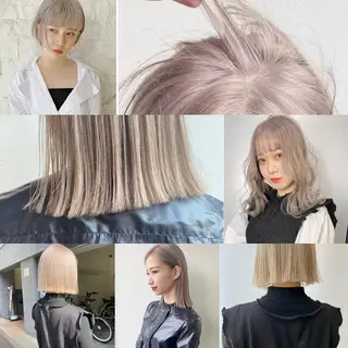 ミディアム カラー Piaコータロー ハイトーン&‪ボブのヘアスタイル