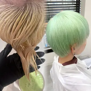 ショート カラー RIO🩶NEXT/ エクステ/ハイトーンのヘアスタイル