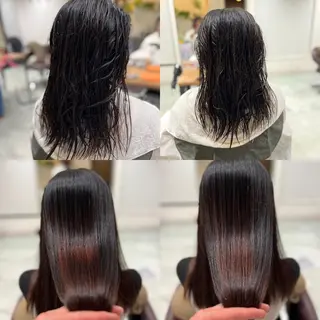 ロング パーマ Aile所属・酸性ストレート／カラ ー/山下高明のヘアスタイル