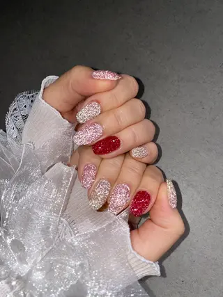 ネイル I-nailロング /ワンホン/キラキラのネイルデザイン