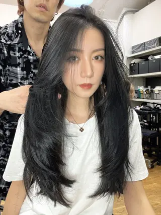 ロング 🇨🇳ワンホンヘア 下田鉄也のヘアスタイル