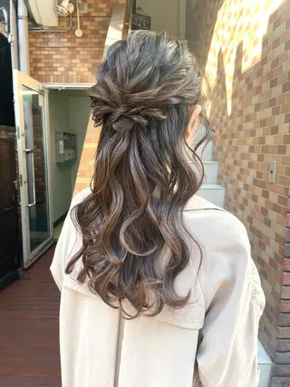 セミロング カラー ヘアアレンジ ハイトーンピンク🍑 ブリーチ🍑RINAのヘアスタイル