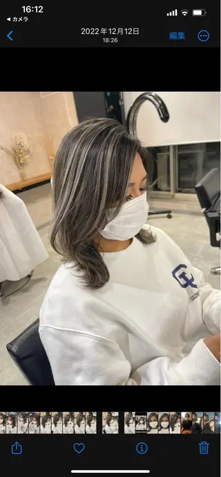 ミディアム カラー ヘアアレンジ 松井那津子 /ハイライトブリーチのヘアスタイル