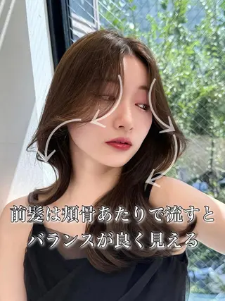 セミロング 映える顔まわり/前髪 特化 💗 ユキマのヘアスタイル