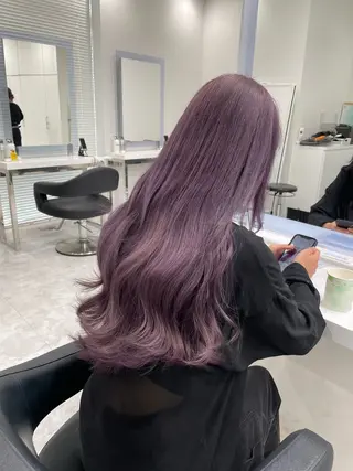 ロング カラー ブリーチなし透明感 ×縮毛矯正🤍ユウのヘアスタイル