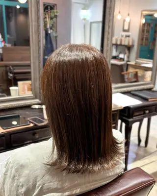 ミディアム カラー 🌱なゆみ🌱透明感 /ナチュラル/高宮のヘアスタイル