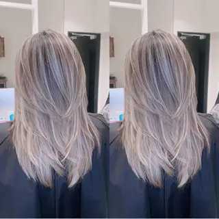 ロング カラー オフホワイトアンドなんば所属・福西 洋斗のヘアスタイル