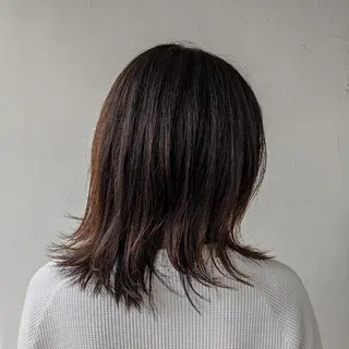 ミディアム 浜田りほ Luxbe 博多バスターミナルのヘアスタイル