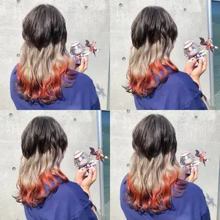 セミロング カラー 推しカラー✨ オタク美容師ユウカのヘアスタイル