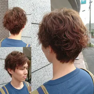 ショート メンズ パーマ 透明感ハイライト◎ 伊藤夏海のヘアスタイル