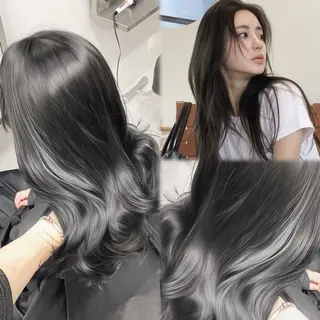 セミロング カラー ヘアアレンジ 赤み消し🫧韓国ヘア 🫧藤岡誠也のヘアスタイル