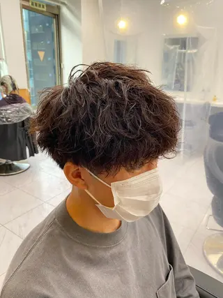 セミロング パーマ ヘアアレンジ メンズ メンズ特化 水口湧太のヘアスタイル