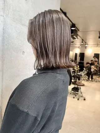 セミロング カラー パーマ ヘアアレンジ 透明感/オリーブ/ グレージュ/YUKAのヘアスタイル