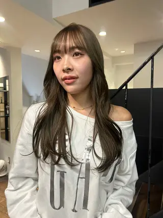 ロング カラー パーマ レイヤー/透明感/ ブリーチなし/わかなのヘアスタイル