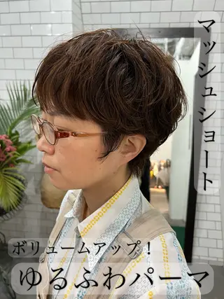 ショート 紙屋町ショート /ボブ　パーマ河内蓮のヘアスタイル