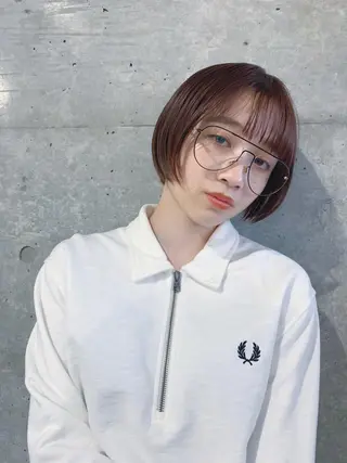 ショート カラー ボブパーマコテ巻き風 パーマNo1深江秀平のヘアスタイル