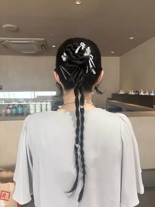 ヘアアレンジ ボブ/タイトアレンジ 個性派結婚式アレンジのヘアスタイル