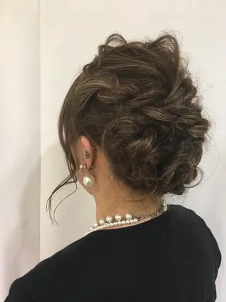 セミロング カラー パーマ ヘアアレンジ きむえり/髪質改善 /セット/カラーのヘアスタイル