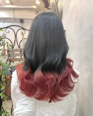 ロング カラー ヘアアレンジ 【ピンク/韓国ヘア/ ヘアセット】亜海のヘアスタイル