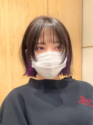 ショート カラー パーマ ヘアアレンジ 小野寺瑞希 /最小顔カットのヘアスタイル