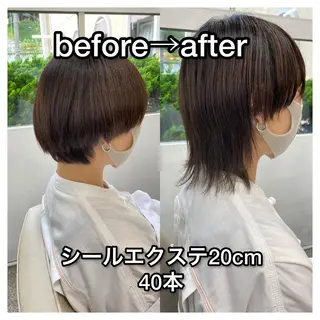 ショート レイヤーウルフ エクステ磯部のヘアスタイル