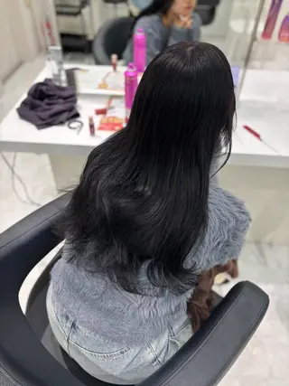 ロング カラー ブリーチなし透明感 ×縮毛矯正🤍ユウのヘアスタイル