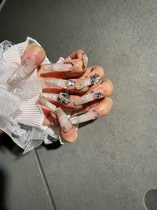 ネイル I-nailロング /ワンホン/キラキラのネイルデザイン