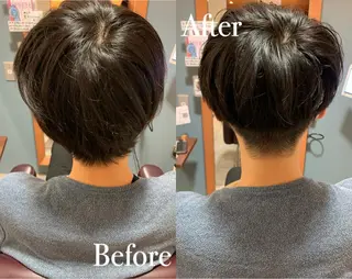 ショート メンズ 傷ませない縮毛矯正／ 吉岡 美江のヘアスタイル