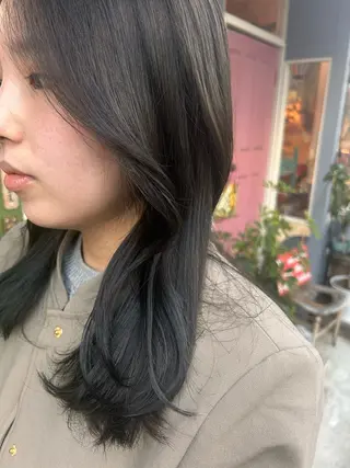 セミロング カラー 清水千優/パーマ/透 明感カラー/メンズのヘアスタイル
