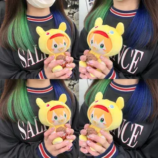 セミロング カラー 推しカラー✨ オタク美容師ユウカのヘアスタイル