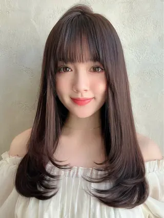 ロング カラー パーマ 新宿✨顔周りカット 韓国ヘア/坂本亜裟海のヘアスタイル