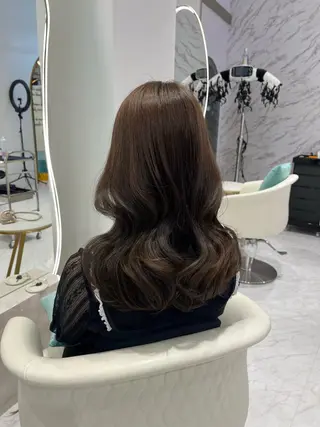 セミロング カラー 名駅/大人韓国ヘア 艶カラー/Rihoのヘアスタイル