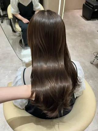 セミロング カラー 顔周りカット/ 透明感カラー/ユナのヘアスタイル