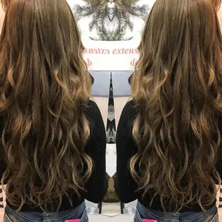 ロング パーマ チビ編み込みエクステ シールEXどぅ〜すのヘアスタイル