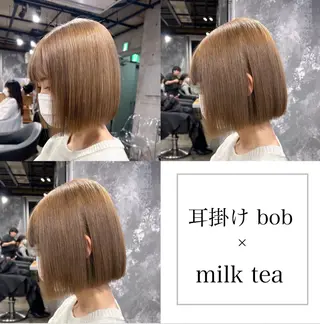 ショート カラー 僕なら縮毛矯正してて もブリーチできますのヘアスタイル