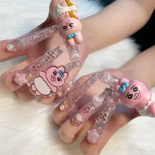 ネイル ゴテゴテ💙ワンホン リオナのネイルデザイン