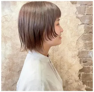 ショート カラー ブリーチ、パーマ 西部笑のヘアスタイル