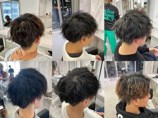 ミディアム パーマ メンズ パーマ&ブリーチ /飯牟田/GEAR.のヘアスタイル