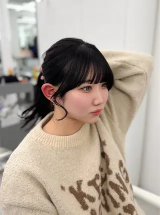 セミロング 韓国ヘア/顔周り ヘアセット/加藤優里のヘアスタイル