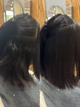 ロング カラー パーマ ハイトーン縮毛/暖色 なーな🎀🤍のヘアスタイル