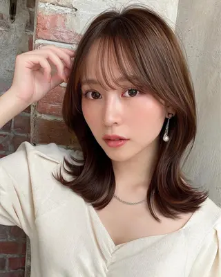 ミディアム 🧡くびれヘア/前髪 顔周り🧡久原結衣のヘアスタイル