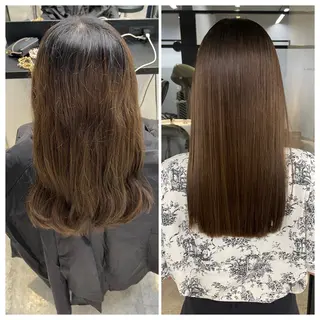 ロング け んブリーチ縮毛矯正のヘアスタイル